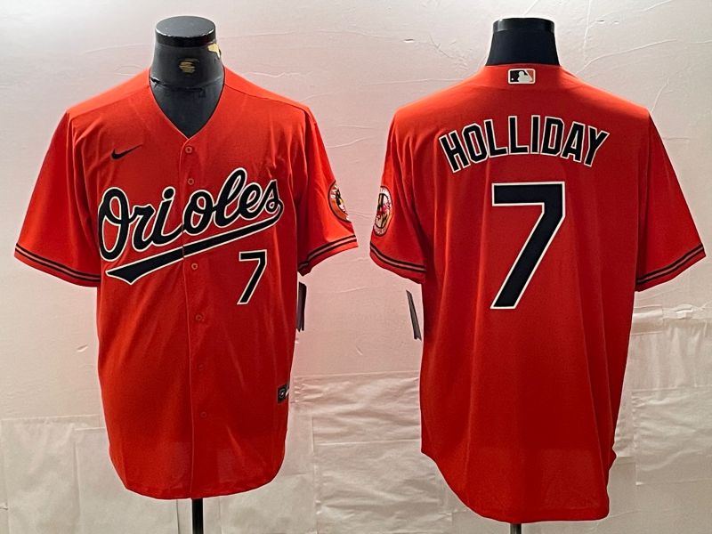 Men Baltimore Orioles #7 Holliday Orange Nike Game 2024 MLB Jersey style 1->portugal jersey->Soccer Country Jersey
